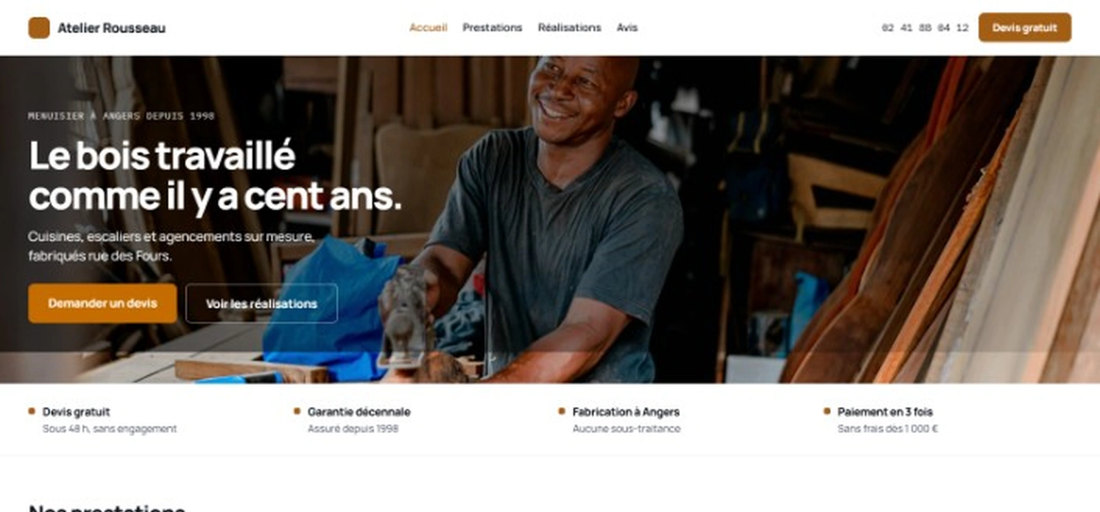 Exemple de site cuisiniste sur mobile et ordinateur