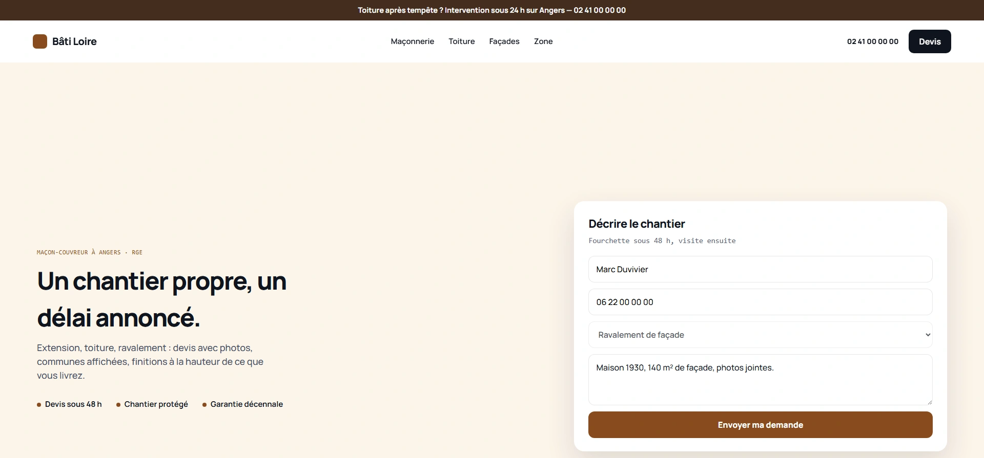 Exemple de site plâtrier sur mobile et ordinateur