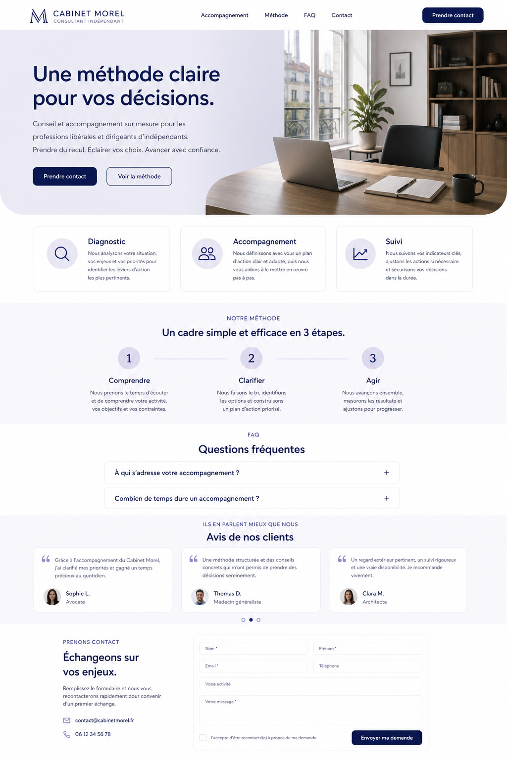 Aperçu du modèle Cabinet — Cabinet Morel, conseil à Lyon