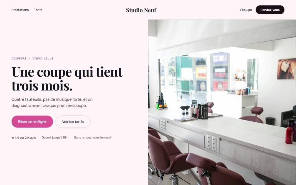 Aperçu du site Studio Neuf, coiffure à Lille