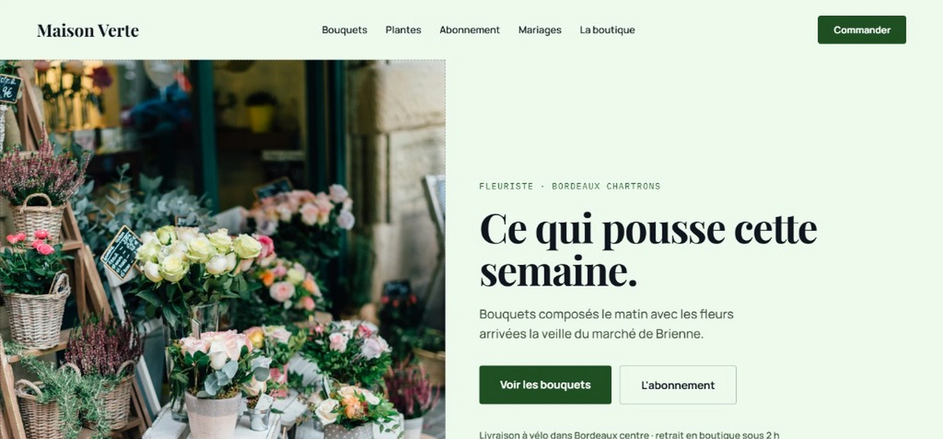 Exemple de réalisation pour fleuriste