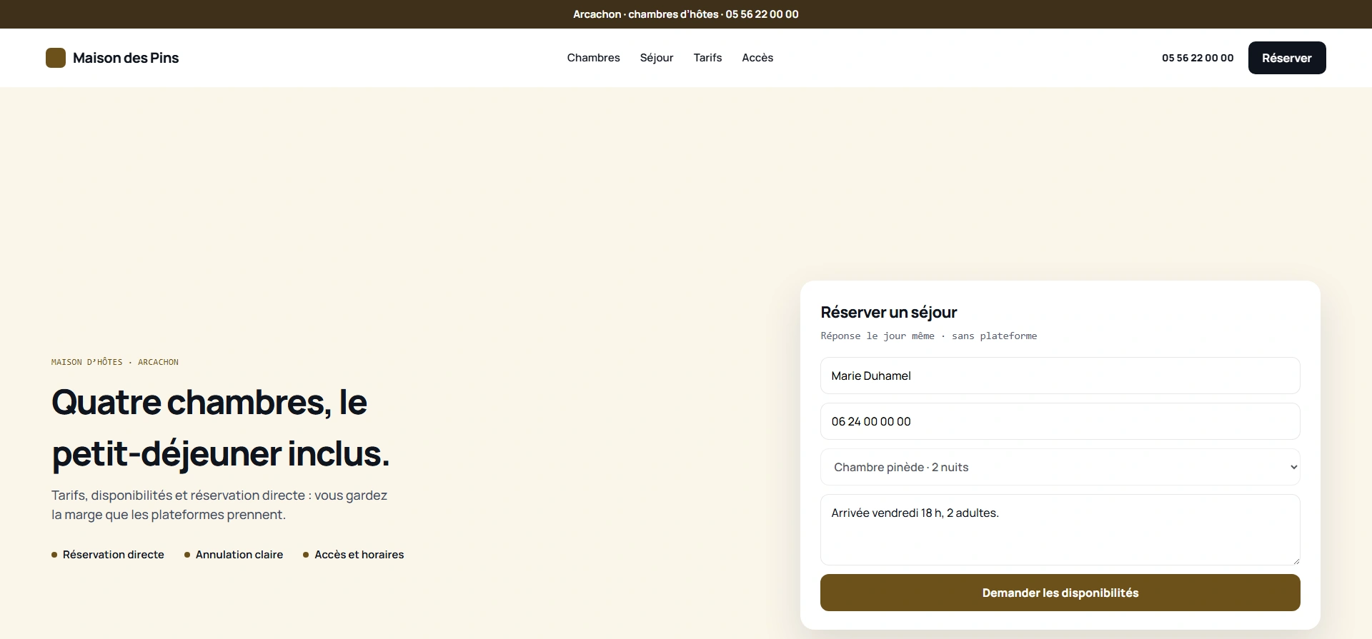 Exemple de site camping sur mobile et ordinateur