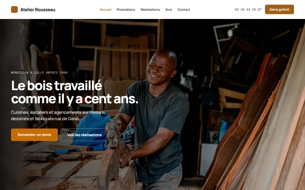 Aperçu du site Atelier Rousseau, menuisier à Lille